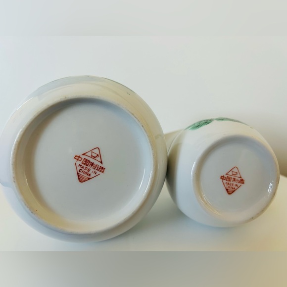 Vintage Set of 3 Chinese Koi Tea Cups 1 Creamer & 1 Sugar Bowl - Picture 6 of 8